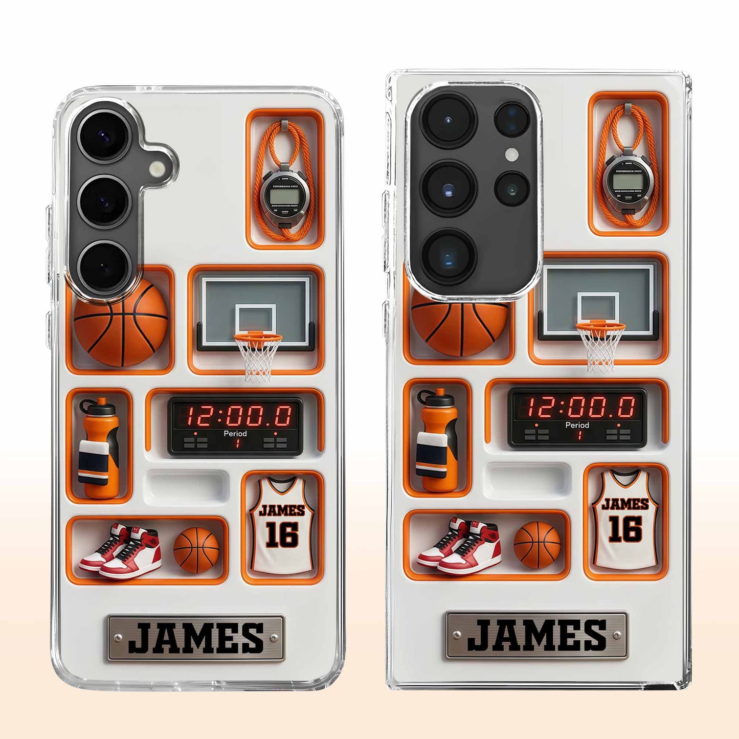 Dribble Shoot Score 3D Depth Effect Basketball Jersey And Hoop - Personalized Clear Phone Case - SPORT097_PHC