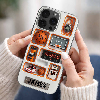 Dribble Shoot Score 3D Depth Effect Basketball Jersey And Hoop - Personalized Clear Phone Case - SPORT097_PHC