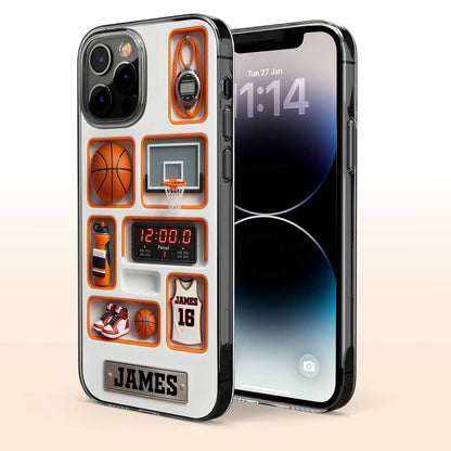 Dribble Shoot Score 3D Depth Effect Basketball Jersey And Hoop - Personalized Clear Phone Case - SPORT097_PHC