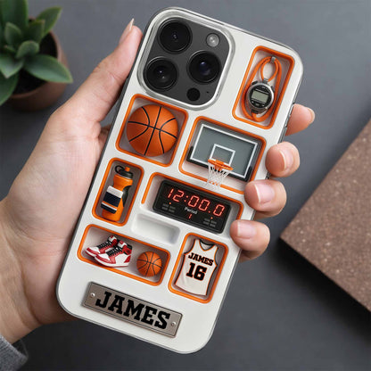 Dribble Shoot Score 3D Depth Effect Basketball Jersey And Hoop - Personalized Clear Phone Case - SPORT097_PHC