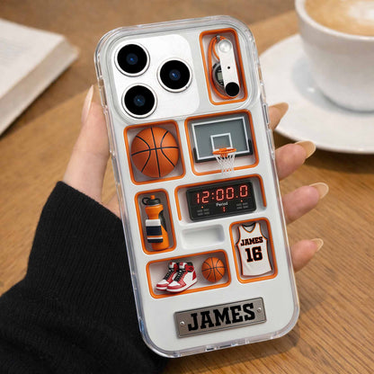 Dribble Shoot Score 3D Depth Effect Basketball Jersey And Hoop - Personalized Clear Phone Case - SPORT097_PHC