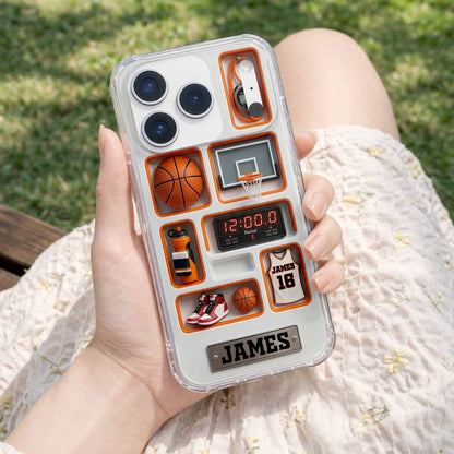 Dribble Shoot Score 3D Depth Effect Basketball Jersey And Hoop - Personalized Clear Phone Case - SPORT097_PHC