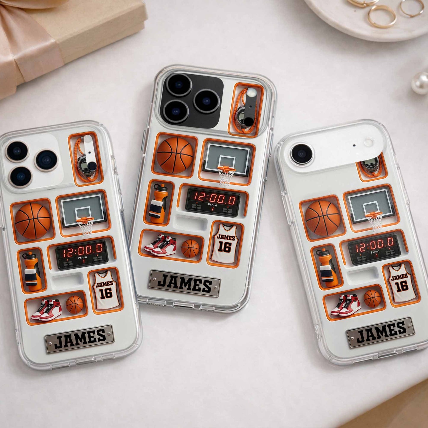 Dribble Shoot Score 3D Depth Effect Basketball Jersey And Hoop - Personalized Clear Phone Case - SPORT097_PHC