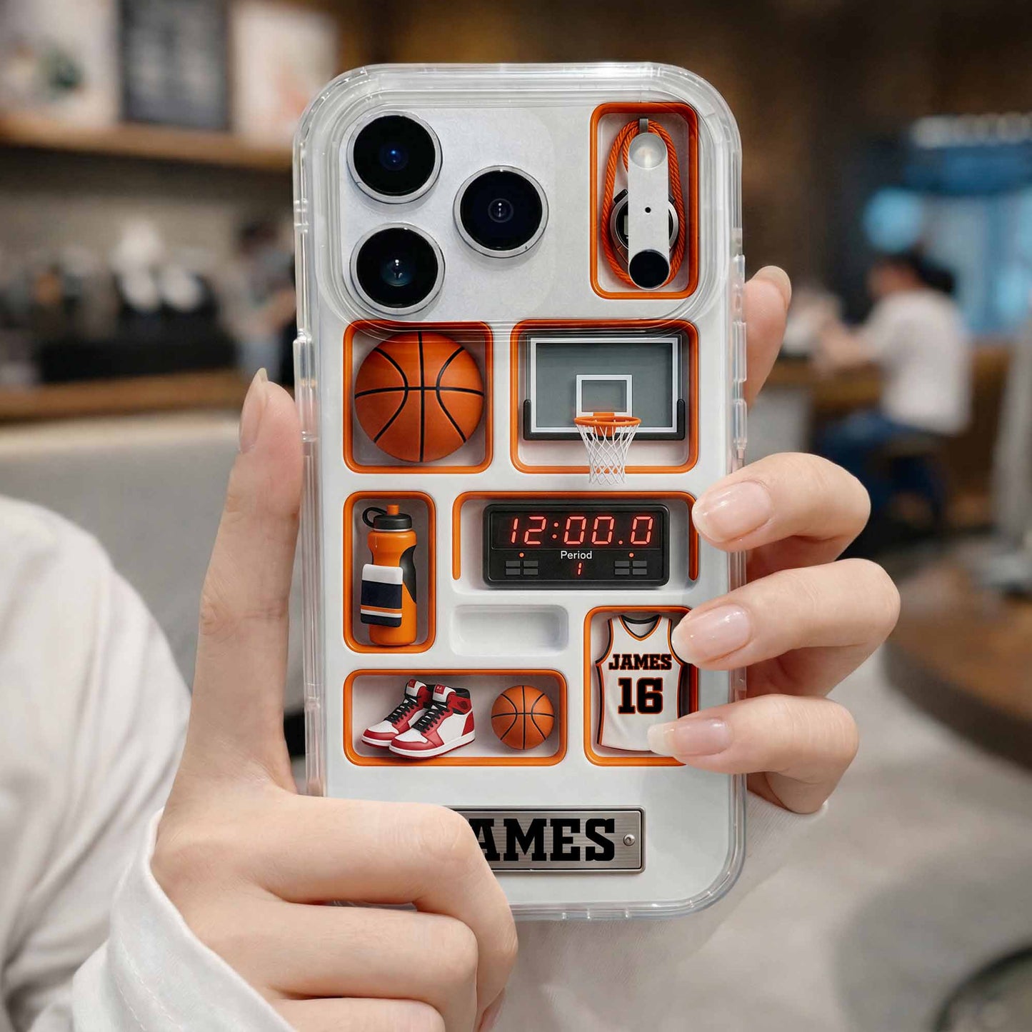 Dribble Shoot Score 3D Depth Effect Basketball Jersey And Hoop - Personalized Clear Phone Case - SPORT097_PHC