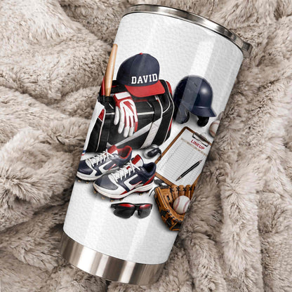 Baseball Player Gift for Boys, Men & Coaches - Personalized Custom Stainless Steel Tumbler 20oz 30oz - SPORT119_TB