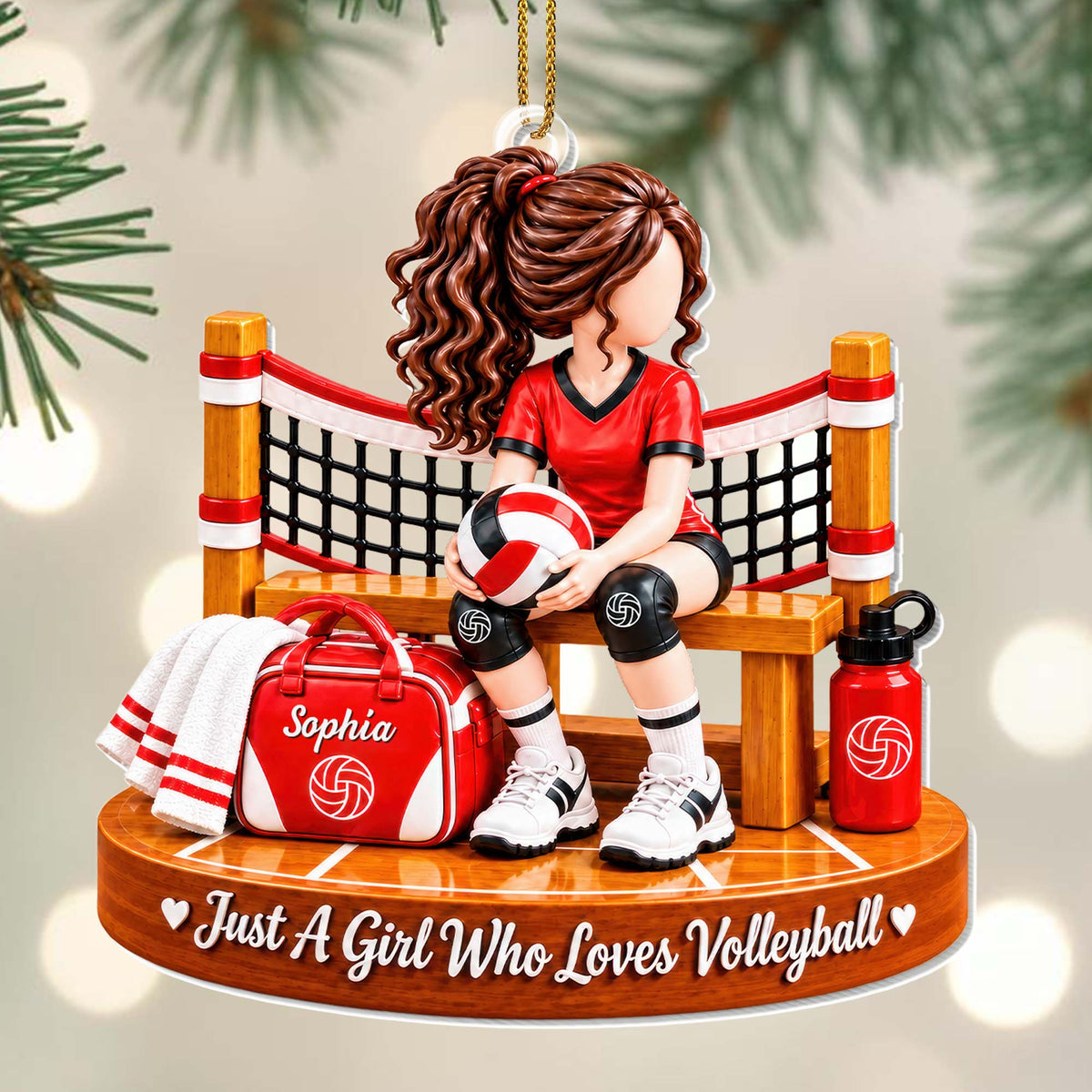 Just A Girl Who Loves Volleyball Net And Sports Bag - Personalized Custom Acrylic Ornament, Christmas Gift - SPORT180_ACO