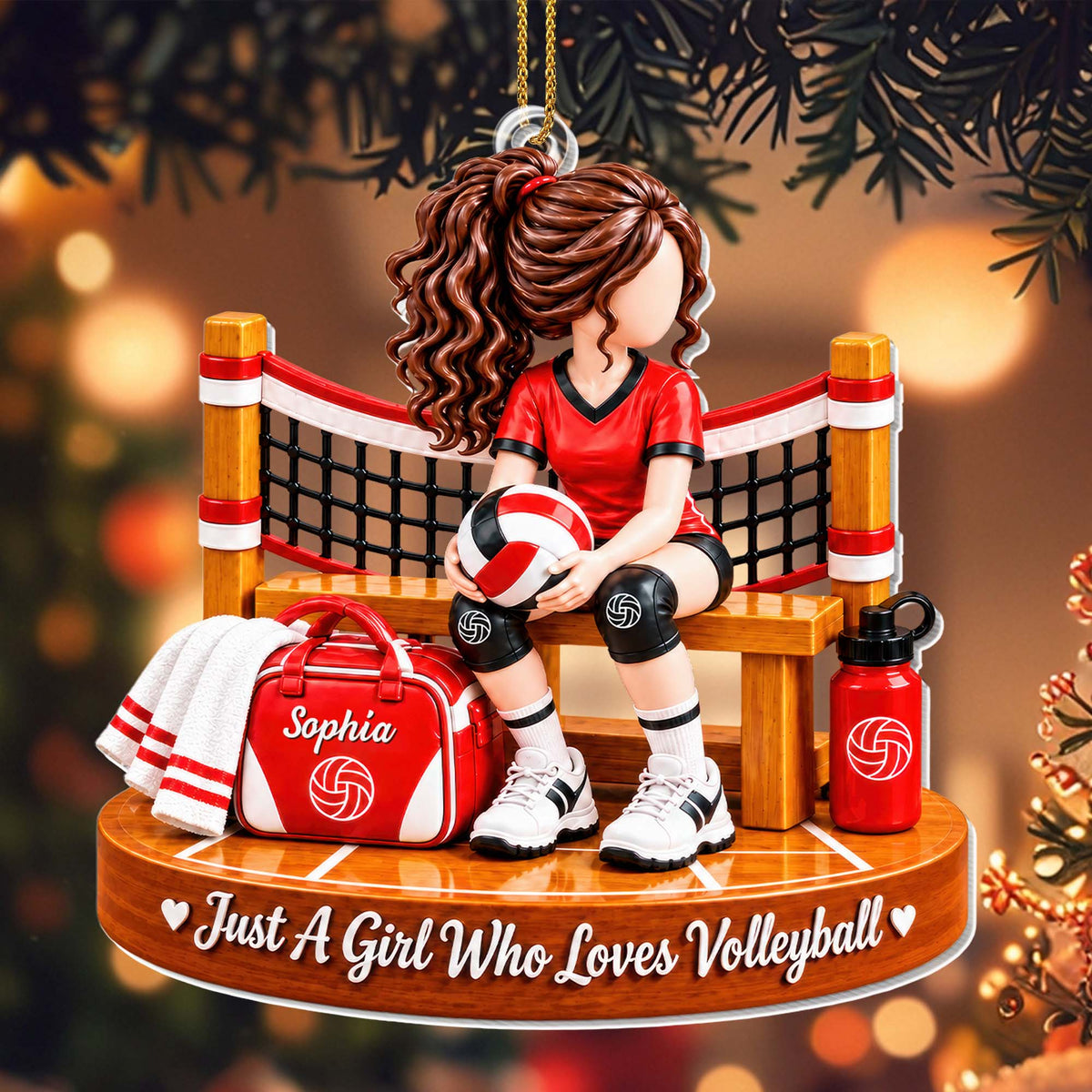 Just A Girl Who Loves Volleyball Net And Sports Bag - Personalized Custom Acrylic Ornament, Christmas Gift - SPORT180_ACO