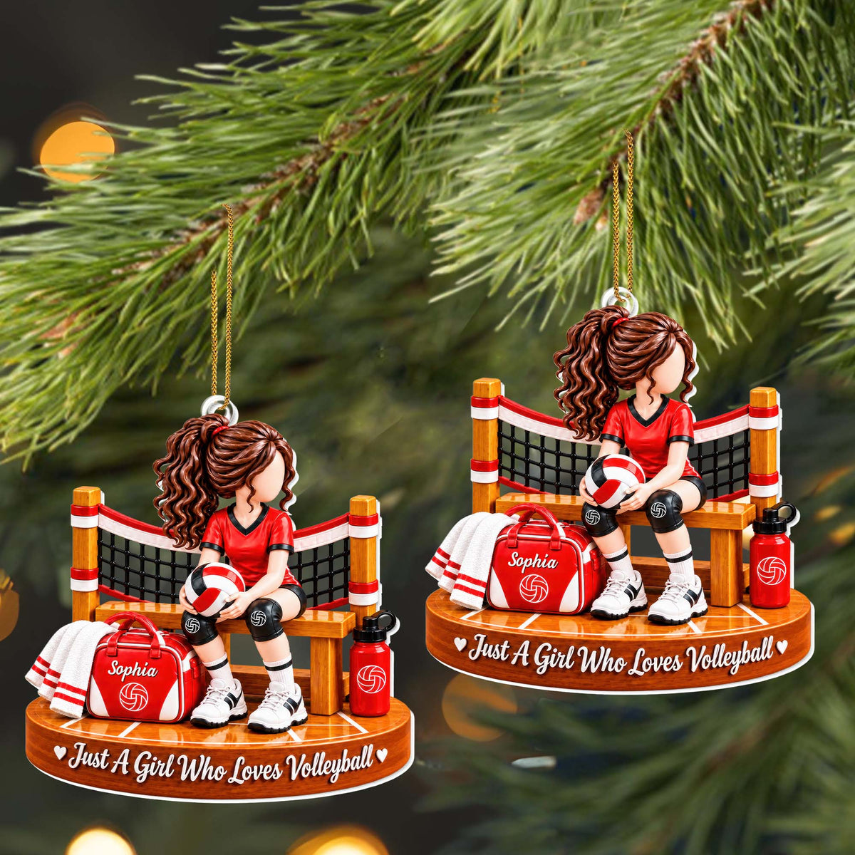 Just A Girl Who Loves Volleyball Net And Sports Bag - Personalized Custom Acrylic Ornament, Christmas Gift - SPORT180_ACO