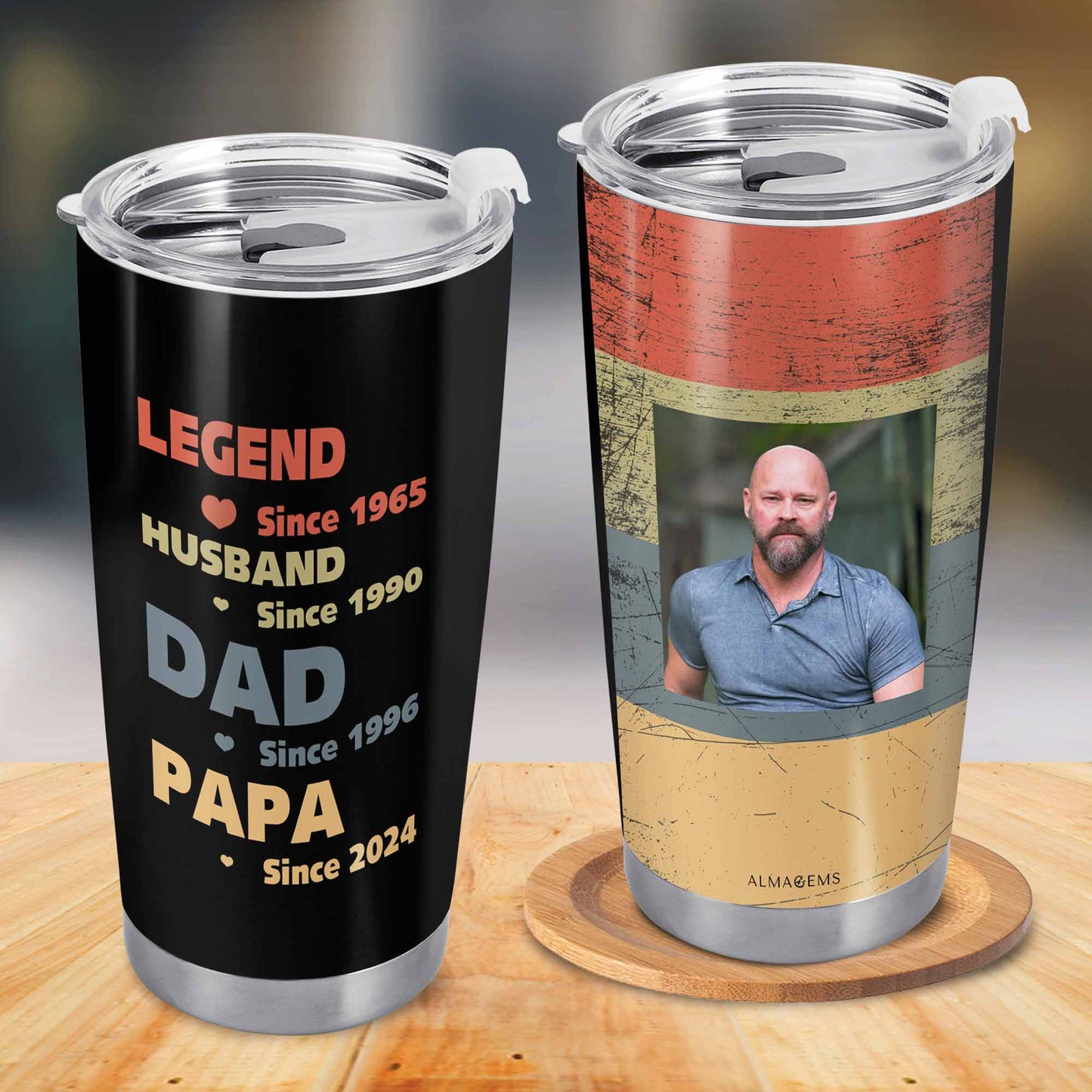 LEYENDA. MARIDO. PAPÁ. PAPA - Vaso de acero inoxidable personalizado de 20 oz - TB_FM03