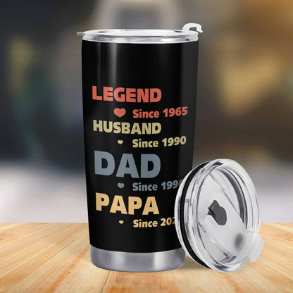 LEYENDA. MARIDO. PAPÁ. PAPA - Vaso de acero inoxidable personalizado de 20 oz - TB_FM03