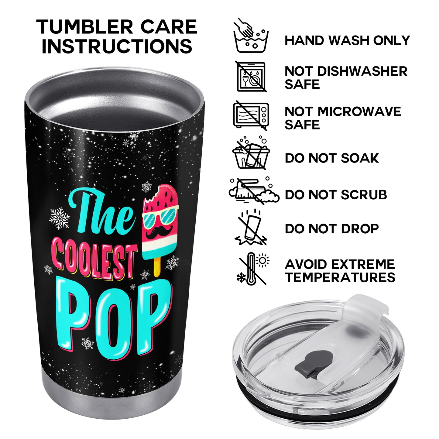 The Coolest Pop - Personalized Custom Stainless Steel Tumbler 20oz 30oz - TB_FM05