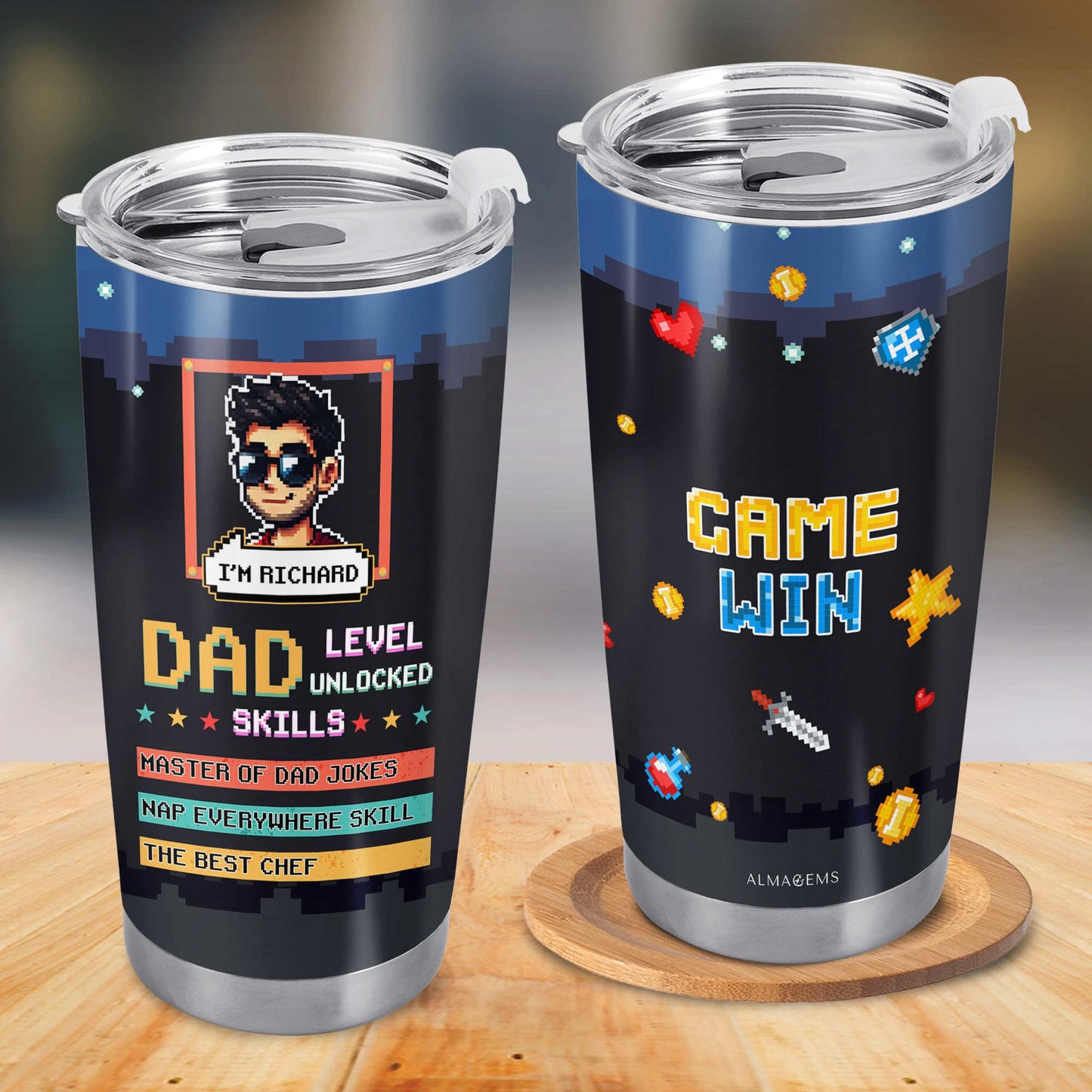 DAD LEVEL UNLOCKED - Personalized Stainless Steel Tumbler 20oz - TB_FM06