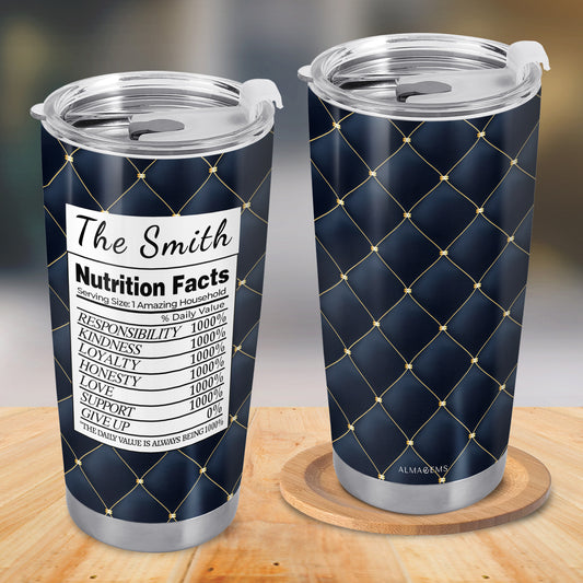 Family Nutrition Facts - Personalized Custom Stainless Steel Tumbler 20oz 30oz - TB_FM11