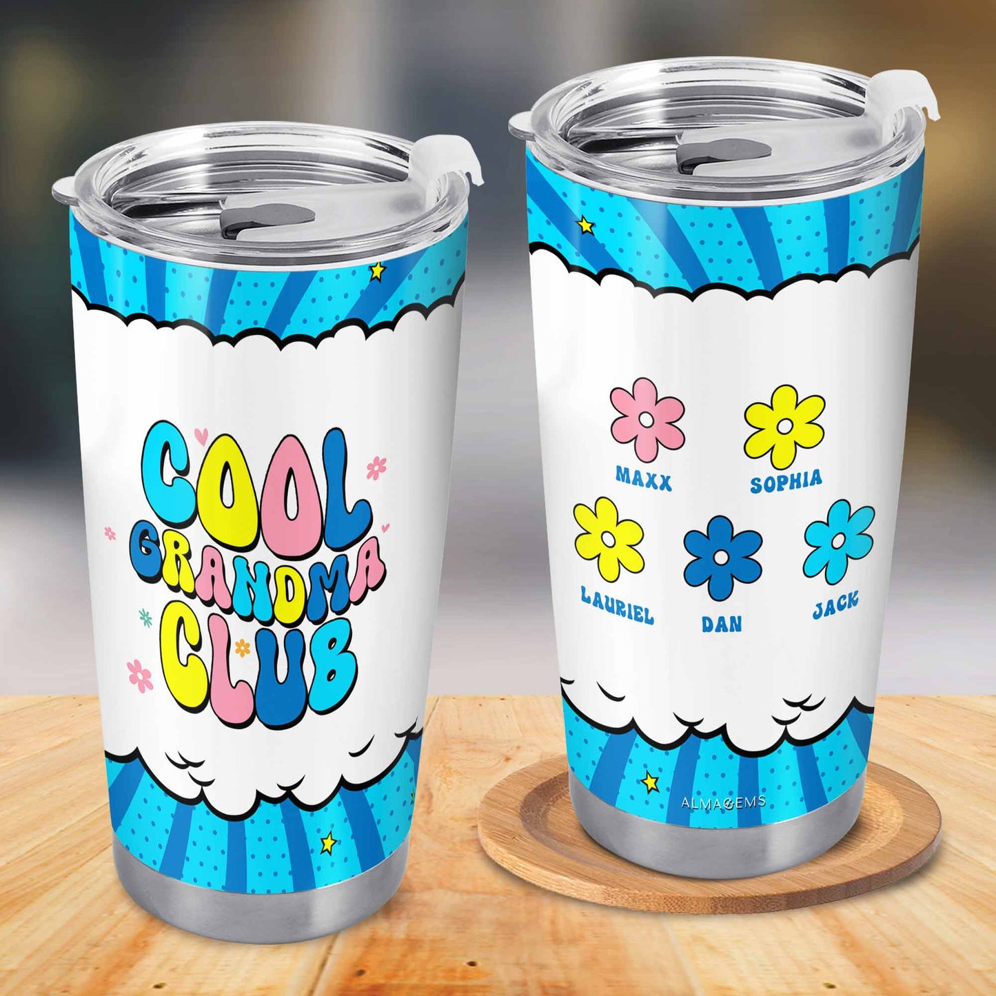 Cool Grandma Club - Vaso de acero inoxidable personalizado de 20 oz - TB_FM13