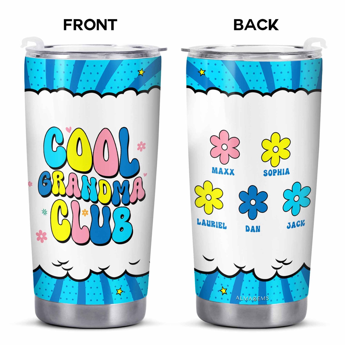 Cool Grandma Club - Personalized Custom Stainless Steel Tumbler 20oz 30oz - TB_FM13