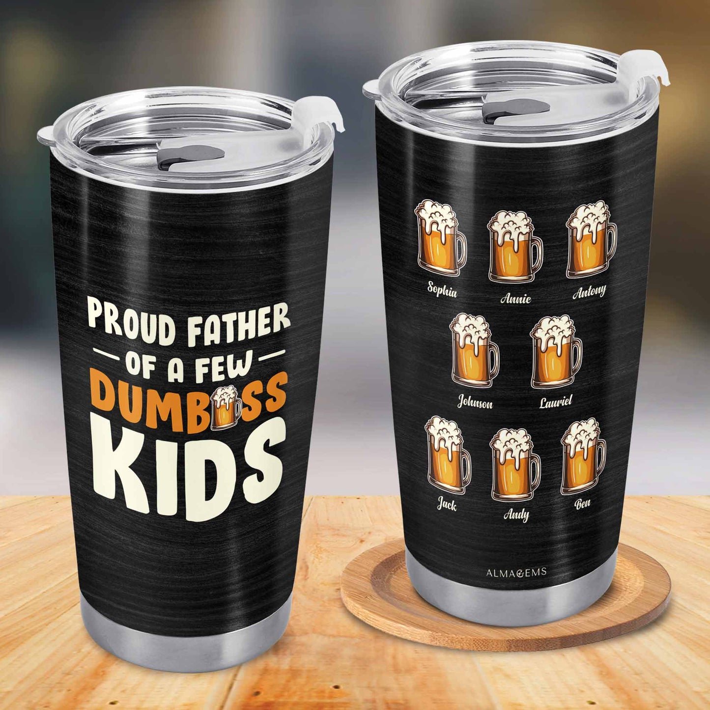 Orgulloso padre de unos pocos niños tontos - Vaso de acero inoxidable personalizado de 20 oz - TB_FM16