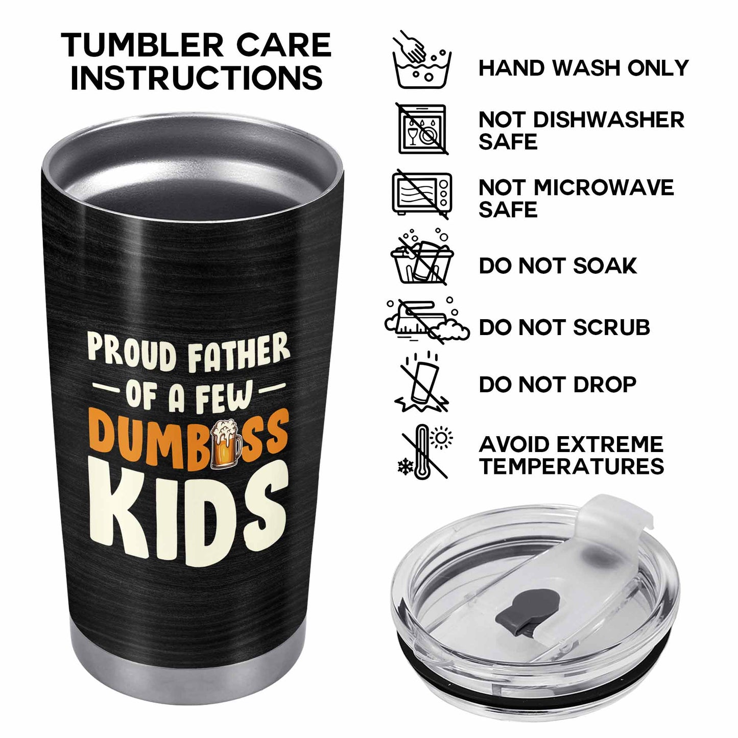 Orgulloso padre de unos pocos niños tontos - Vaso de acero inoxidable personalizado de 20 oz - TB_FM16