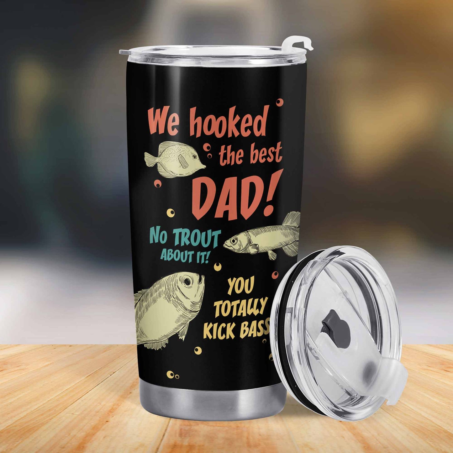 We Hooked The Best Dad - Vaso de acero inoxidable personalizado de 20 oz - TB_FM20