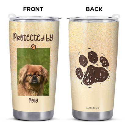 Protegido por el nombre de tu mascota - Vaso de acero inoxidable personalizado de 20 oz y 30 oz - TB_LL10