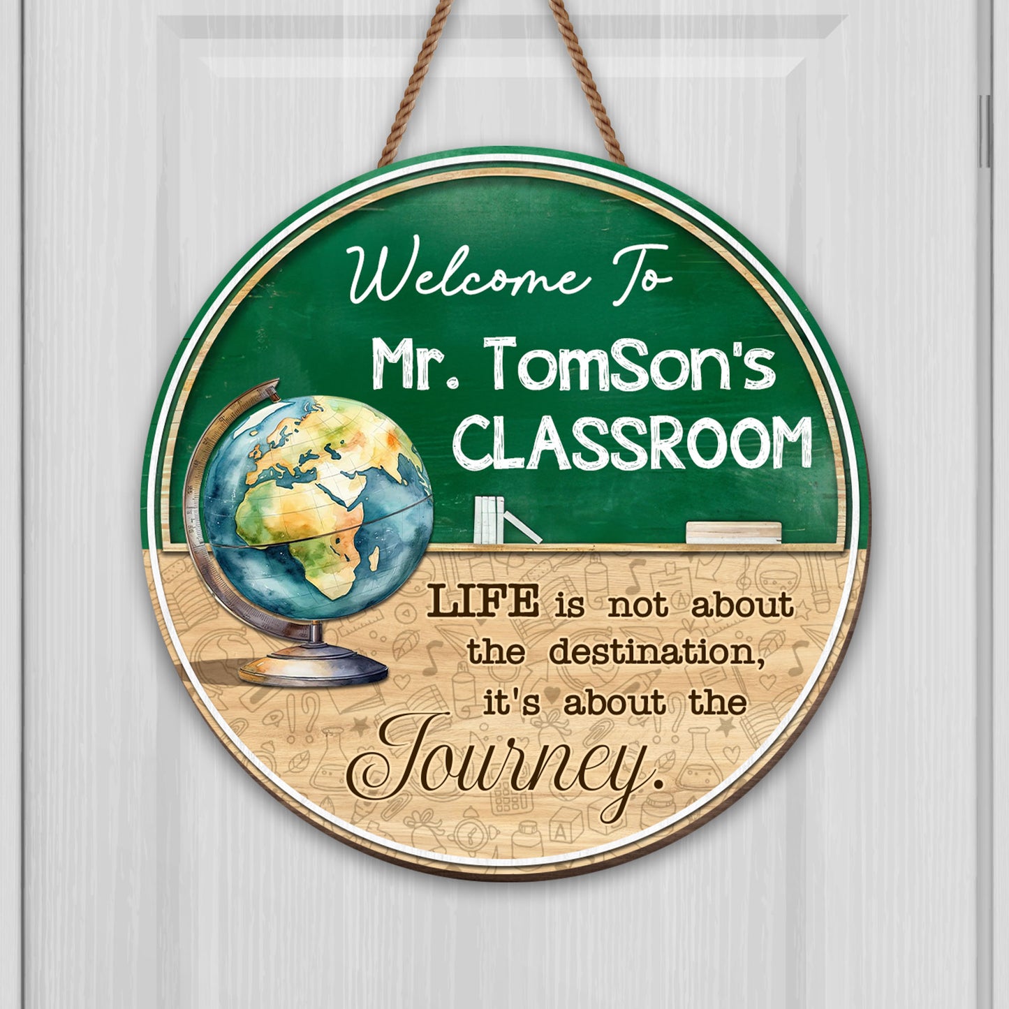 Welcome To The Classroom, Globe And Chalkboard Design