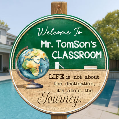 Welcome To The Classroom, Globe And Chalkboard Design