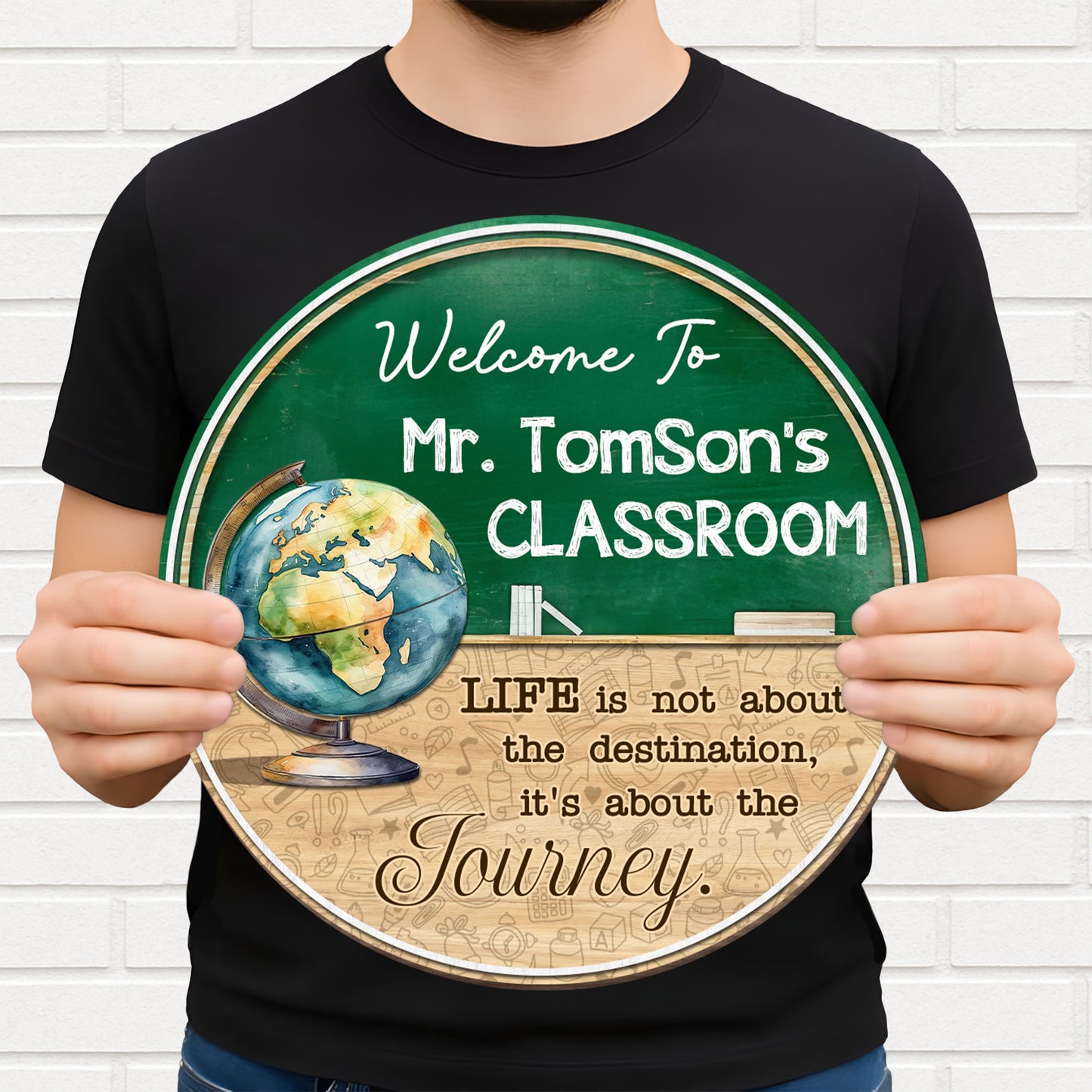 Welcome To The Classroom, Globe And Chalkboard Design