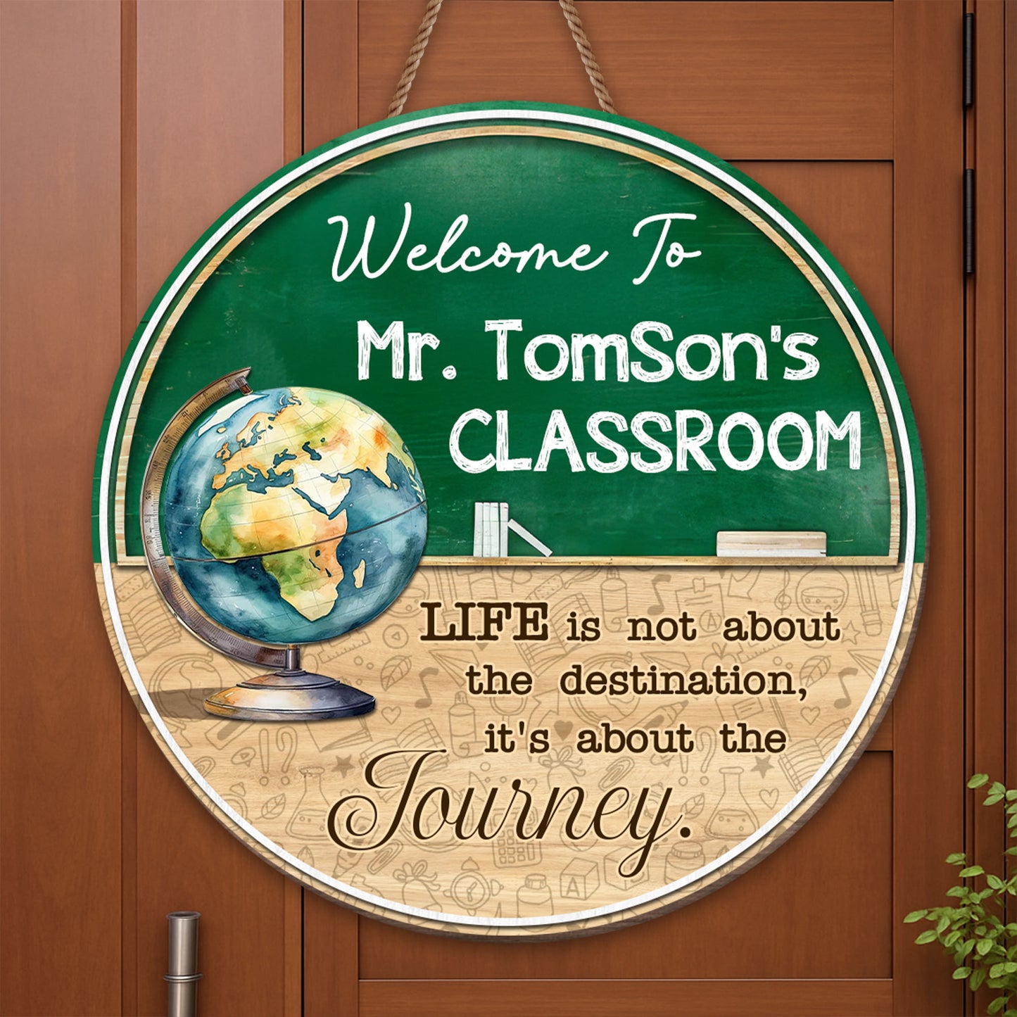 Welcome To The Classroom, Globe And Chalkboard Design
