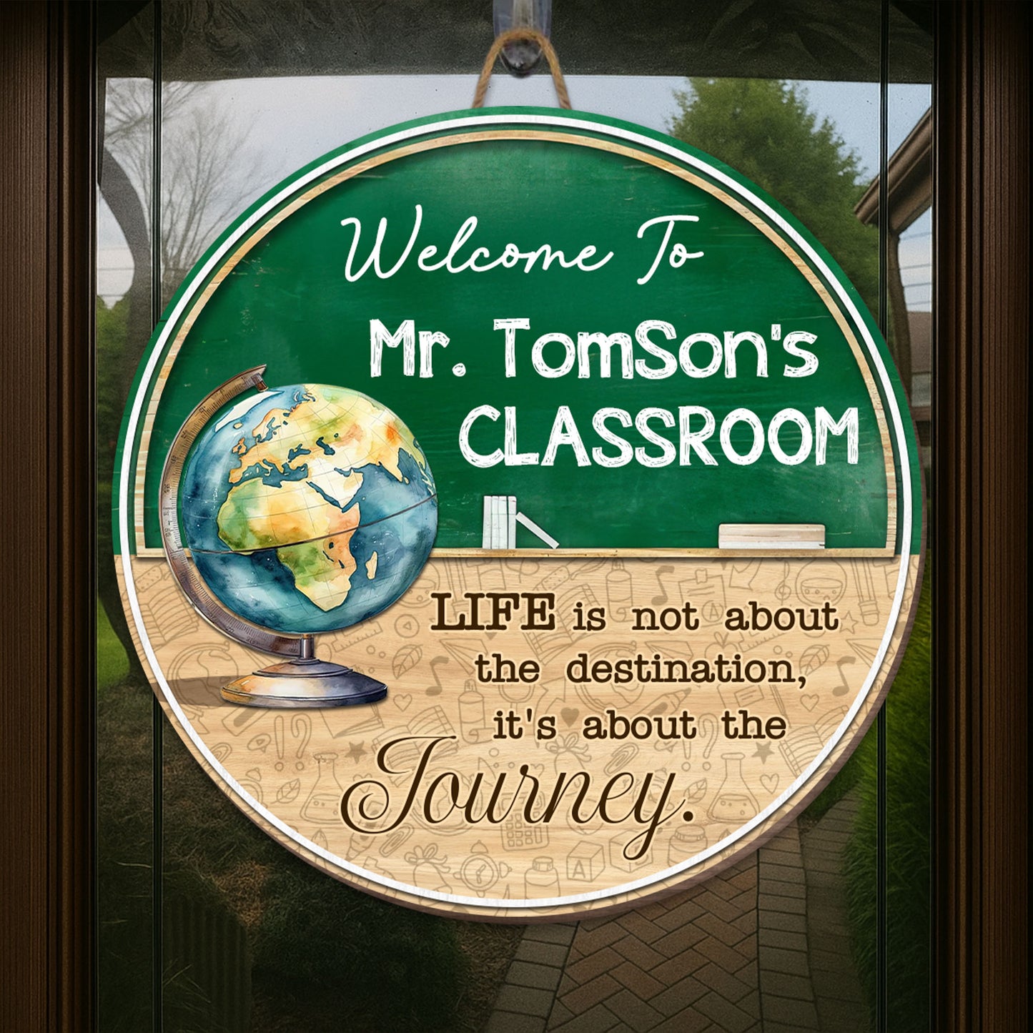 Welcome To The Classroom, Globe And Chalkboard Design