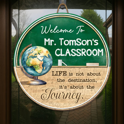 Welcome To The Classroom, Globe And Chalkboard Design