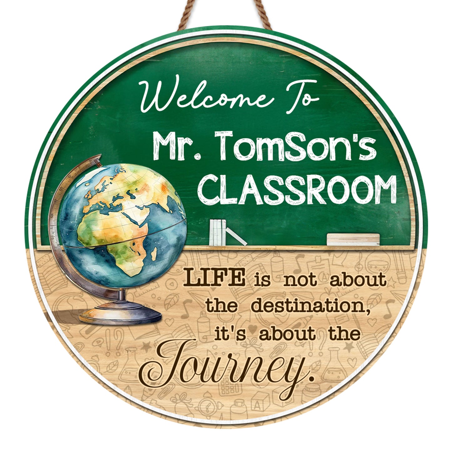 Welcome To The Classroom, Globe And Chalkboard Design