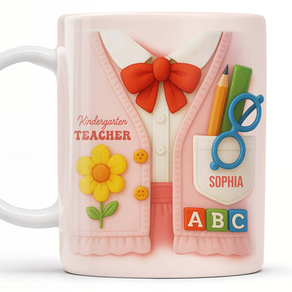 Kindergarten Teacher, Flower, Pencil, Scissors, Shirt with Tie