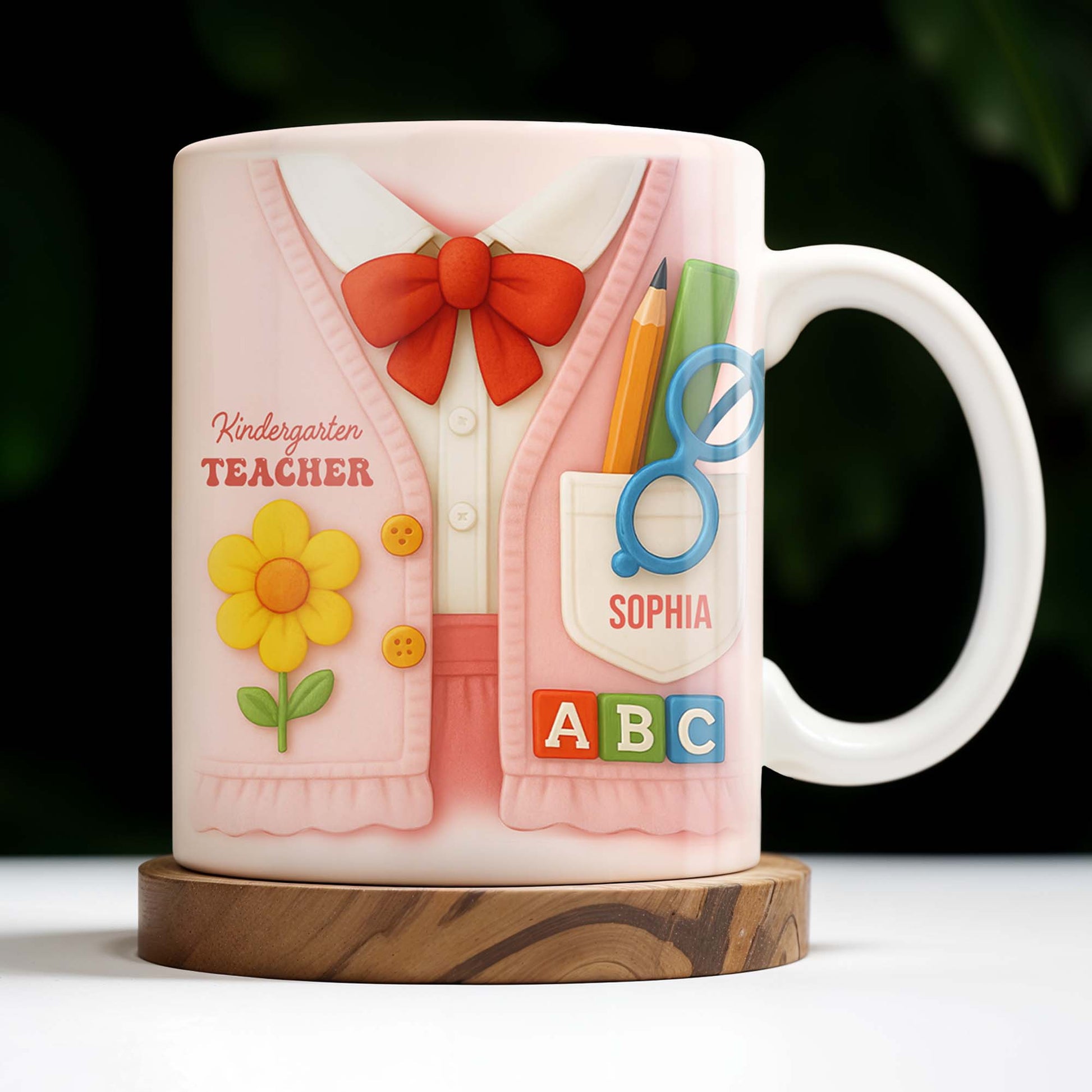 Kindergarten Teacher, Flower, Pencil, Scissors, Shirt with Tie