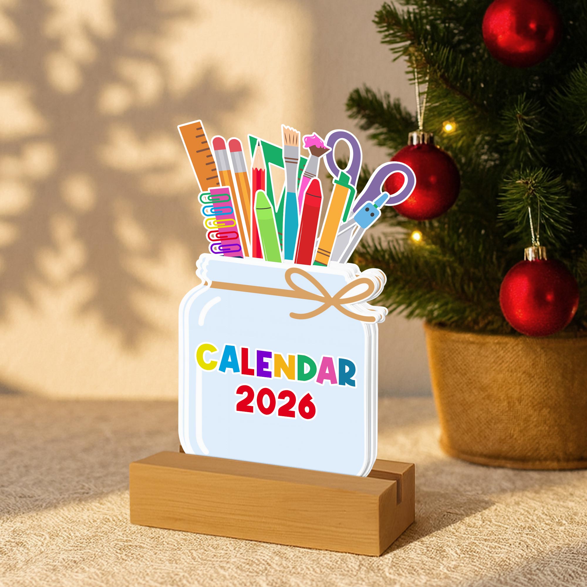 Brighten Your Year With Creativity, Custom Calendar With Wooden Stand ...