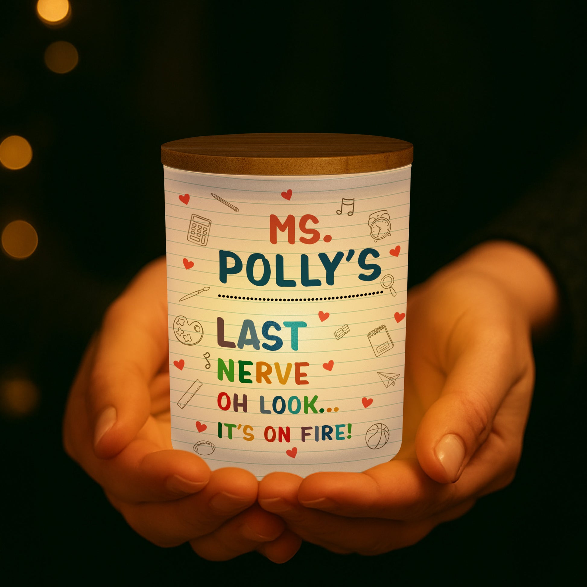 Ms Polly's Last Nerve, School-Themed Glass Jar