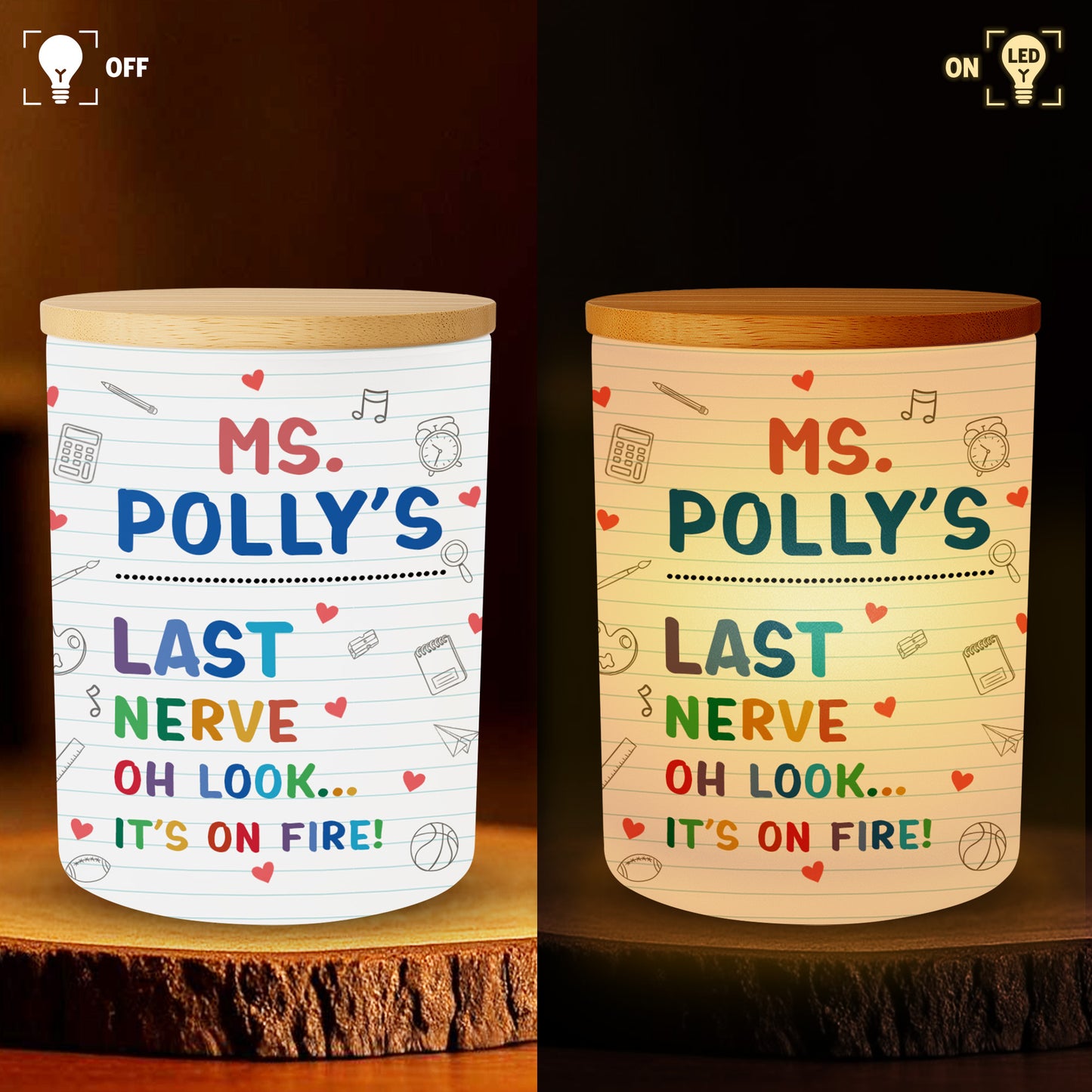 Ms Polly's Last Nerve, School-Themed Glass Jar
