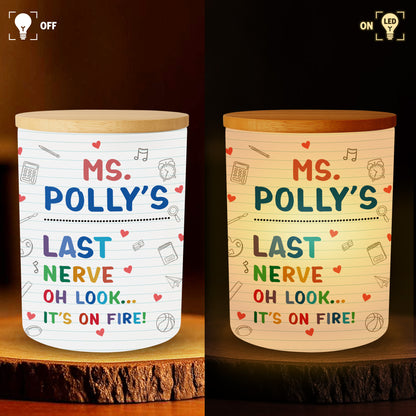 Ms Polly's Last Nerve, School-Themed Glass Jar