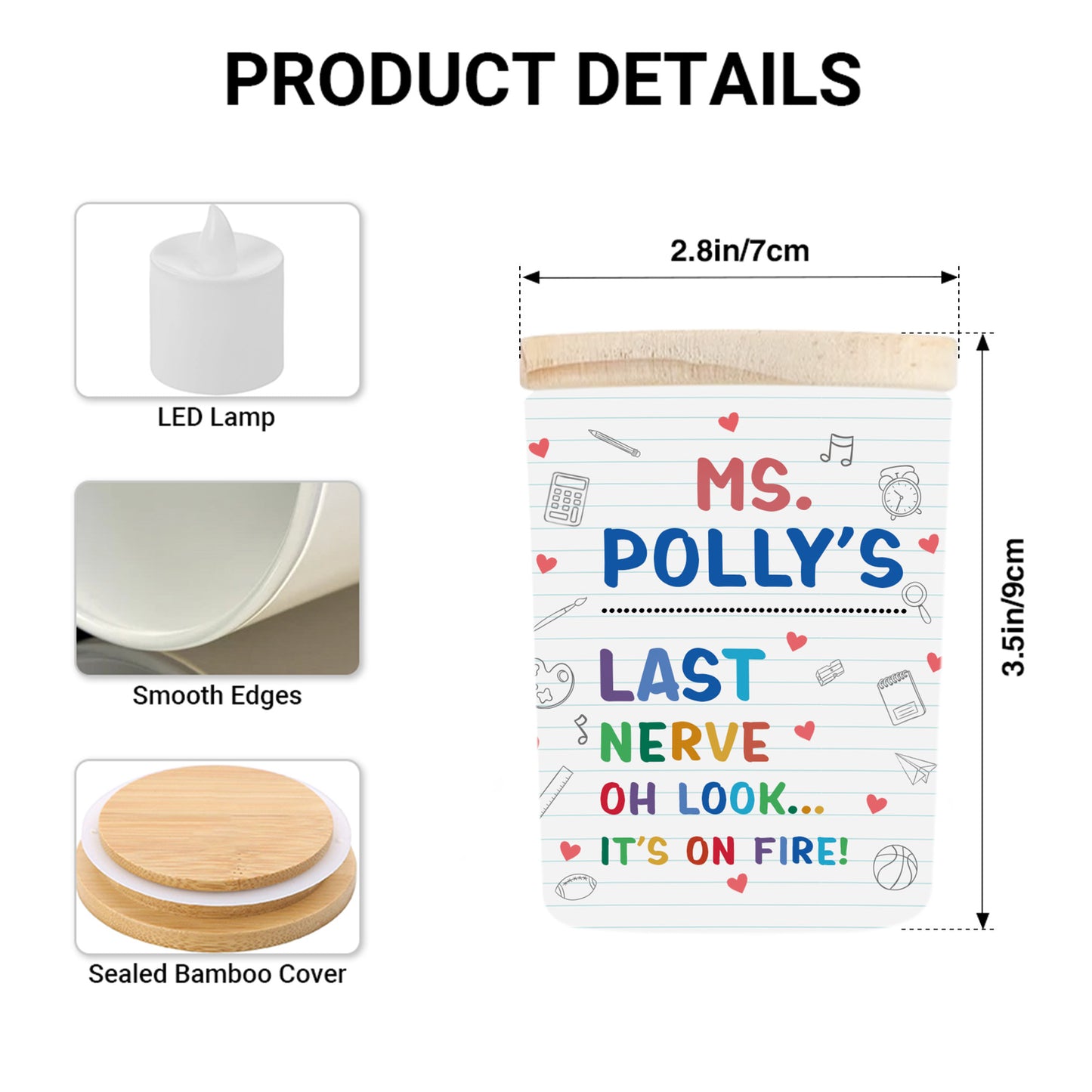 Ms Polly's Last Nerve, School-Themed Glass Jar