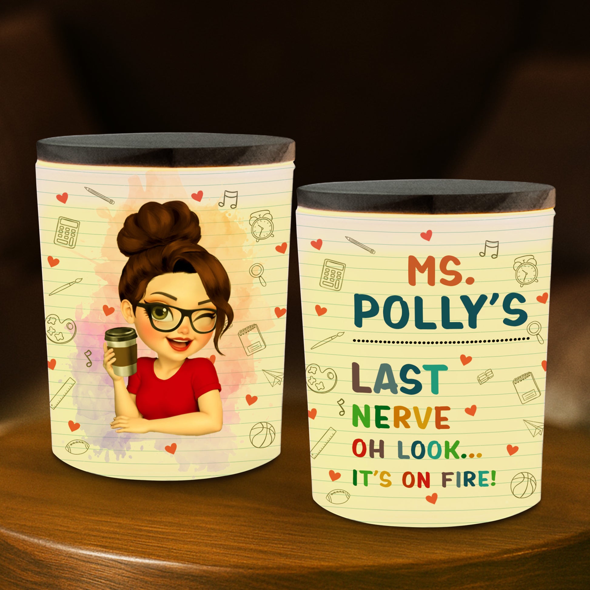 Ms Polly's Last Nerve, School-Themed Glass Jar