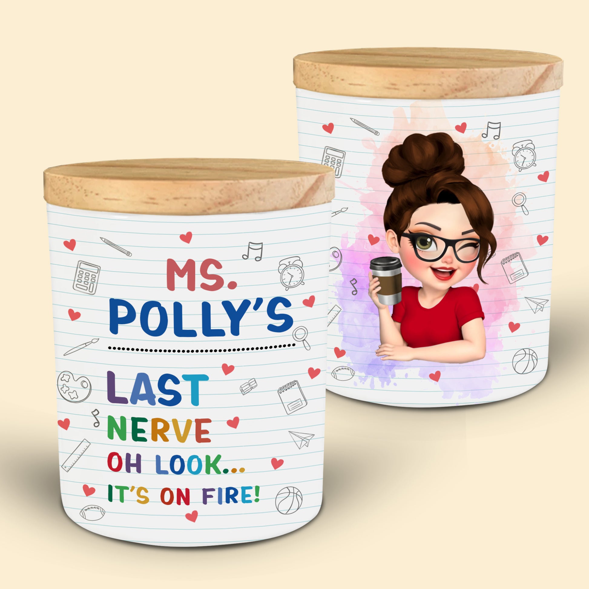 Ms Polly's Last Nerve, School-Themed Glass Jar