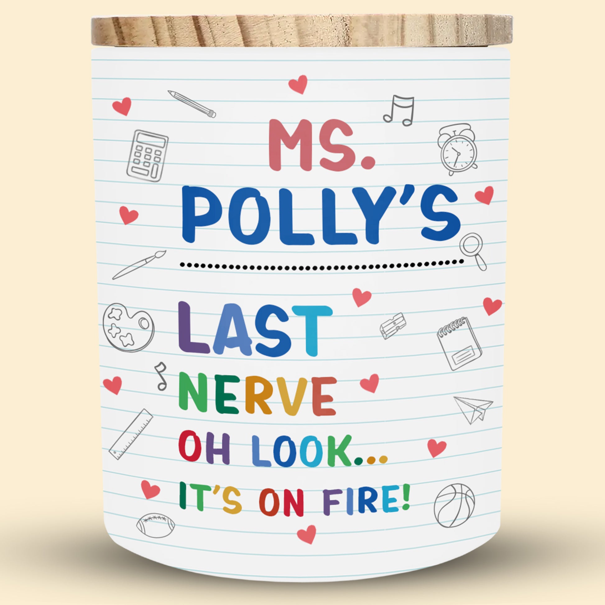 Ms Polly's Last Nerve, School-Themed Glass Jar