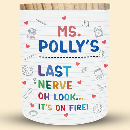 Ms Polly's Last Nerve, School-Themed Glass Jar