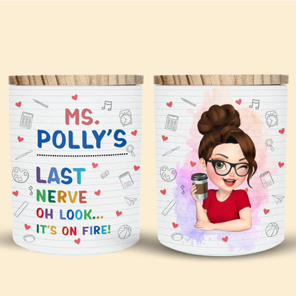 Ms Polly's Last Nerve, School-Themed Glass Jar