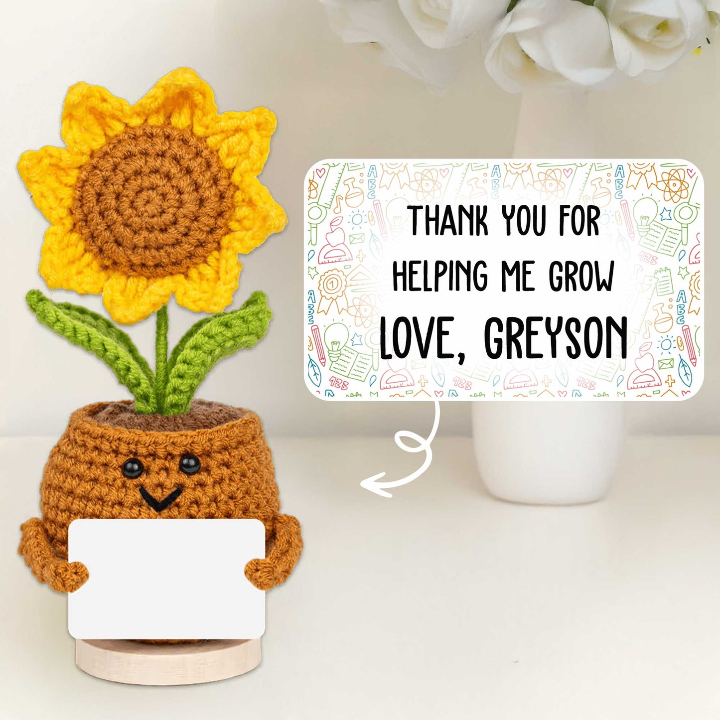 Thank You For Helping Me Grow Love Turtle and Sunflower