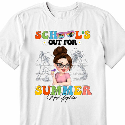 School's Out For Summer With Palm Trees And Sunglasses