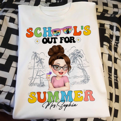 School's Out For Summer With Palm Trees And Sunglasses