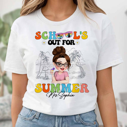 School's Out For Summer With Palm Trees And Sunglasses