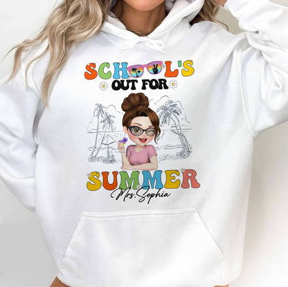 School's Out For Summer With Palm Trees And Sunglasses