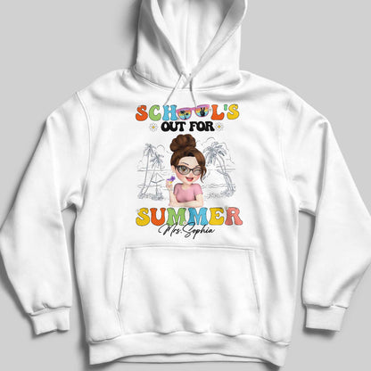 School's Out For Summer With Palm Trees And Sunglasses