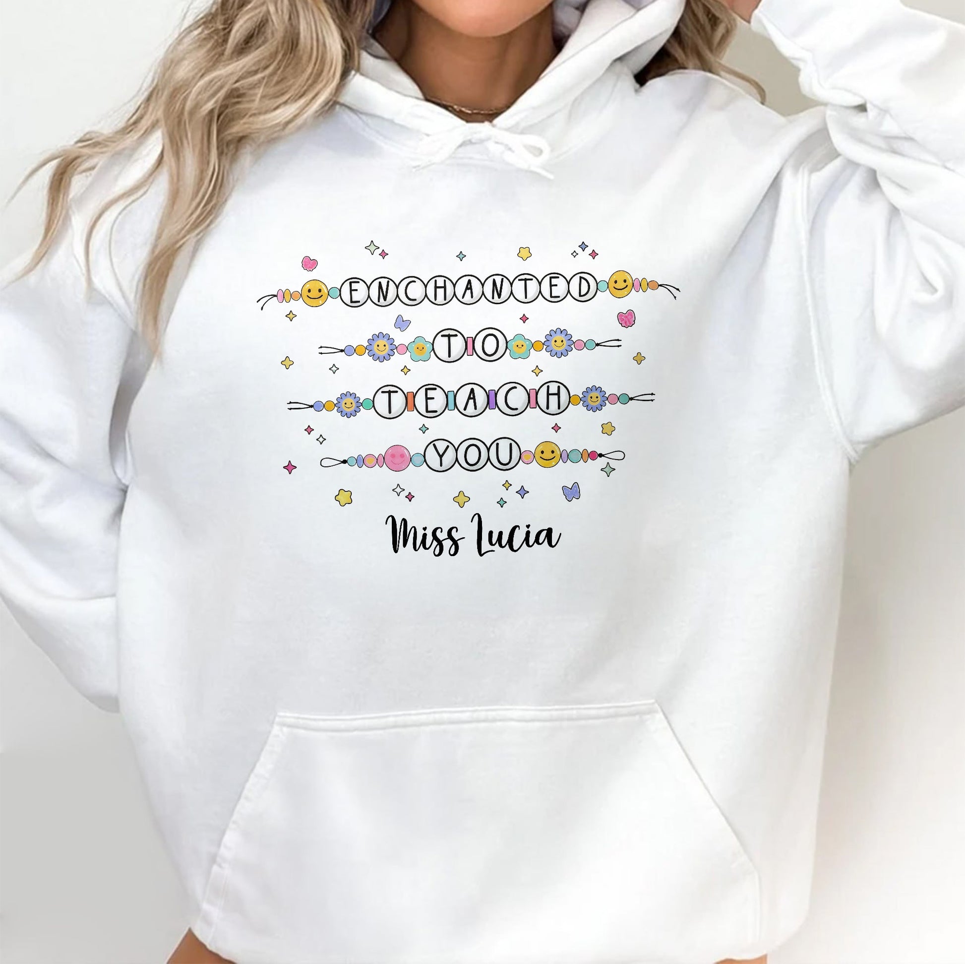 Enchanted To Teach You With Smiley Faces and Flowers