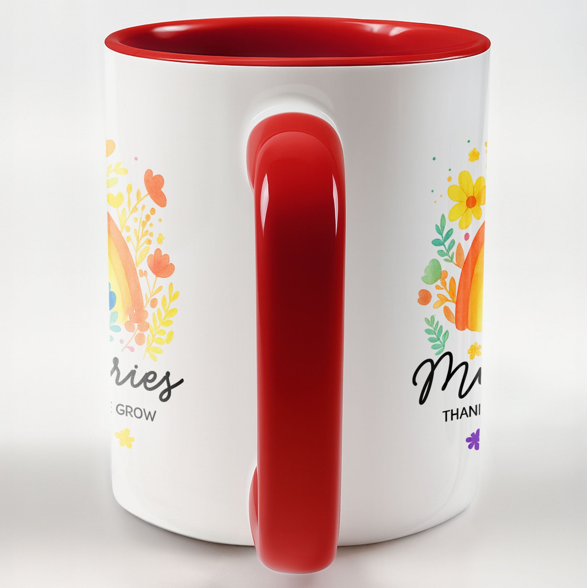 Thank You For Helping Me Grow Rainbow And Flowers Design